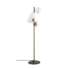 Scandinavian floor lamp, gold metal housing, 130 cm high, 32 x 32 cm base, 4 x E27 sockets (max. 40 W), elegant glass cap, 200 cm cable length, stylish lighting for modern interior design and living spaces