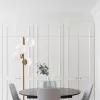 Scandinavian floor lamp, gold metal housing, 130 cm high, 32 x 32 cm base, 4 x E27 sockets (max. 40 W), elegant glass cap, 200 cm cable length, stylish lighting for modern interior design and living spaces