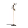 Scandinavian floor lamp, gold metal housing, 130 cm high, 32 x 32 cm base, 4 x E27 sockets (max. 40 W), elegant glass cap, 200 cm cable length, stylish lighting for modern interior design and living spaces
