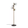 Scandinavian floor lamp, gold metal housing, 130 cm high, 32 x 32 cm base, 4 x E27 sockets (max. 40 W), elegant glass cap, 200 cm cable length, stylish lighting for modern interior design and living spaces