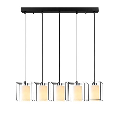 Scandinavian chandelier, black iron body, diameter 85 cm, height 113 cm | Adjustable height, 5 x E27 Max 40W | Elegant lighting for modern interior design, stylish and functional design