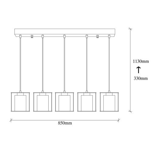 Scandinavian chandelier, black iron body, diameter 85 cm, height 113 cm | Adjustable height, 5 x E27 Max 40W | Elegant lighting for modern interior design, stylish and functional design