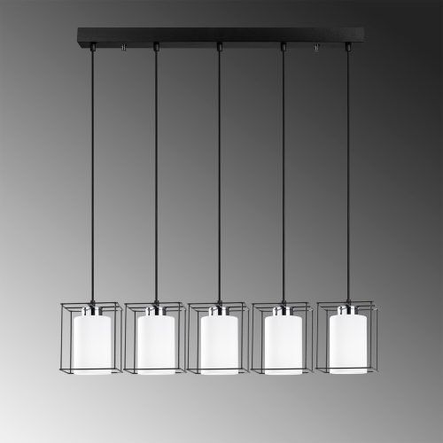 Scandinavian chandelier, black iron body, diameter 85 cm, height 113 cm | Adjustable height, 5 x E27 Max 40W | Elegant lighting for modern interior design, stylish and functional design