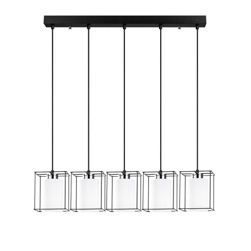 Scandinavian chandelier, black iron body, diameter 85 cm, height 113 cm | Adjustable height, 5 x E27 Max 40W | Elegant lighting for modern interior design, stylish and functional design