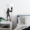 Modern Black Wall Lamp, MDF Body, 60 x 12 x 33 cm, E27 Socket (Max 40W), IP20, Pluggable, Laser-Cut Design, Stylish & Functional Lighting for Any Space
