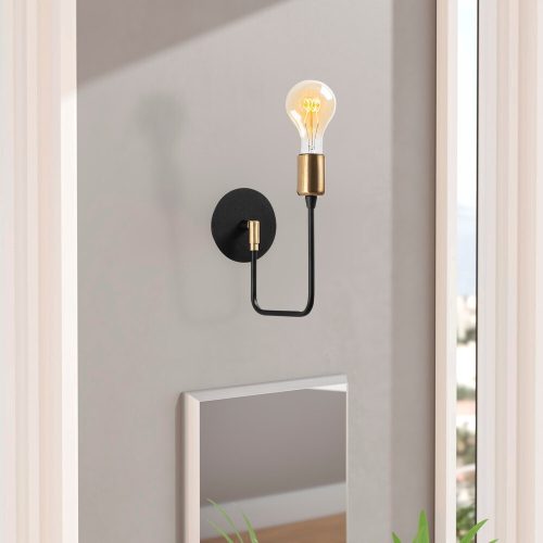 Industrial Wall Lamp, Black & Vintage, 17 x 25 cm, Height 36 cm | Metal Body, E27 Socket Max 40W | Stylish Lighting for Modern Spaces