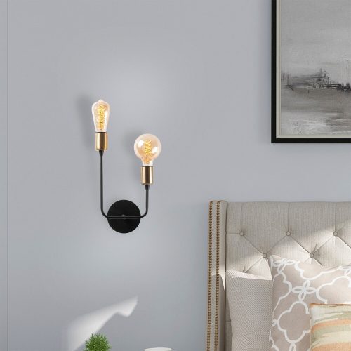Industrial Wall Lamp, Black & Vintage, 17 x 25 cm, Height 36 cm | Metal Body, E27 Socket Max 40W | Stylish Lighting for Modern Spaces