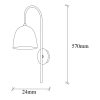 Modern Wall Lamp, Black Metal Body, 16 x 24 cm, Height 57 cm, E27 Socket, IP20 | Stylish Scandinavian Design for Home & Office Lighting