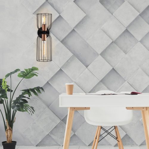 Industrial Wall Lamp, Black & Vintage, 17 x 25 cm, Height 36 cm | Metal Body, E27 Socket Max 40W | Stylish Lighting for Modern Spaces