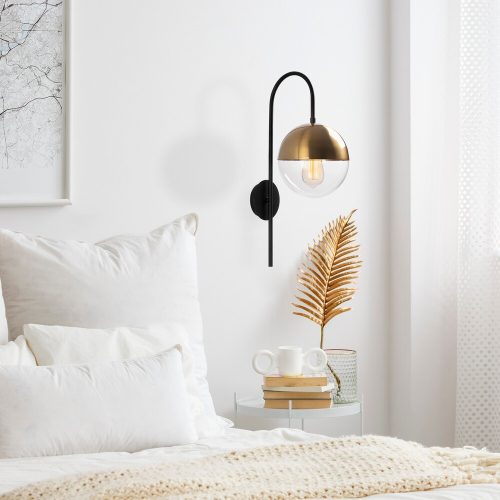 Industrial Wall Lamp, Black & Vintage, 17 x 25 cm, Height 36 cm | Metal Body, E27 Socket Max 40W | Stylish Lighting for Modern Spaces