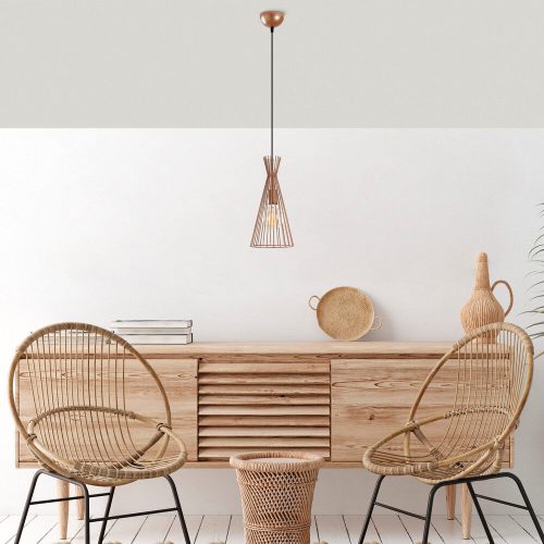 Modern Copper Chandelier, 20 cm Diameter, 136 cm Height | Iron Body, E27 Socket, 40W Max | Stylish Industrial & Scandinavian Design for Home Decor