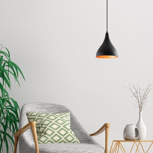 Modern Black Chandelier, 22 cm Diameter, 122 cm Height | Iron Body, E27 Socket, 40W Max | Stylish Industrial & Scandinavian Design for Home Decor