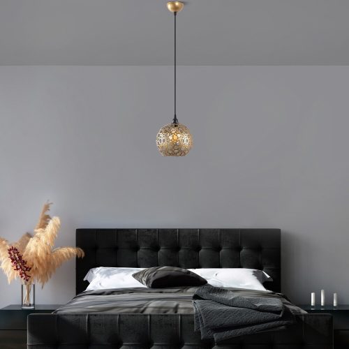 Opviq, 527ABY3197, Elegant gold chandelier, adjustable height 39-119 cm, metal housing, Ø25 cm, E27 socket (max. 40 W), stylish lighting for modern spaces, IP20 classification