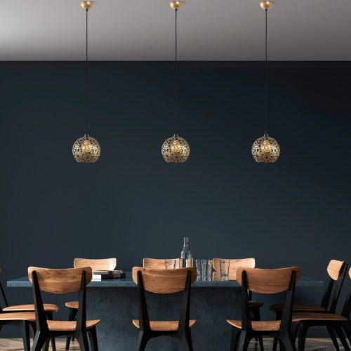 Opviq, 527ABY3197, Elegant gold chandelier, adjustable height 39-119 cm, metal housing, Ø25 cm, E27 socket (max. 40 W), stylish lighting for modern spaces, IP20 classification