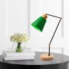 Modern Green Table Lamp, Metal Body with Wooden Base, 52 cm Height, E27 Socket, 40W Max, Stylish & Functional for Home Decor | IP20 Rated