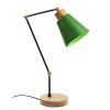 Modern Green Table Lamp, Metal Body with Wooden Base, 52 cm Height, E27 Socket, 40W Max, Stylish & Functional for Home Decor | IP20 Rated