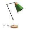 Modern Green Table Lamp, Metal Body with Wooden Base, 52 cm Height, E27 Socket, 40W Max, Stylish & Functional for Home Decor | IP20 Rated
