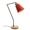Modern Red Table Lamp, Iron Body with Hornbeam Base, 52 cm Height, E27 Socket, 40W Max, 200 cm Cable | Stylish & Functional Lighting for Home Decor