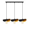 Modern Industrial Chandelier, Black & Gold, 80 x 17 cm | Metal Body, Height 106 cm, 3 x E27 Socket | Stylish Lighting for Home & Office Spaces