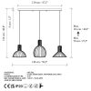 Elegant Gold Chandelier, Adjustable Height 70-124 cm, Metal Body, 3 x E27 Sockets, 148 x 38 x 124 cm | Perfect for Modern Living Spaces, Stylish Lighting Solution