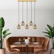 Elegant Gold Chandelier, Metal Body, Adjustable Height 39-119 cm, 100 x 17 cm | 5 x E27 Socket, IP20 | Perfect for Modern Living Spaces & Dining Rooms