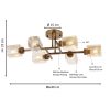 Vintage Metal Chandelier, 80 x 40 x 23 cm, 6 x E27 Max 40W | Elegant Glass Cap | Perfect for Dining Room & Living Spaces, Timeless Design