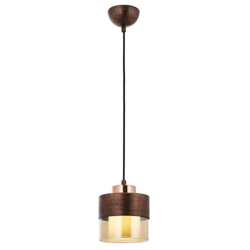Modern Copper Chandelier, 70 cm Height, 15 cm Diameter, Metal Body with Glass Cap, E27 Socket Max 40W | Stylish Industrial & Scandinavian Design
