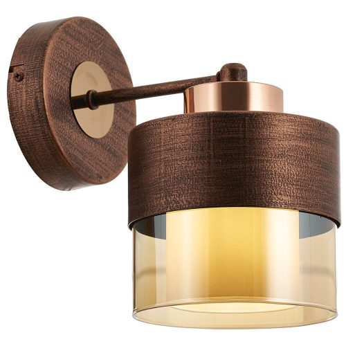 Modern Industrial Wall Lamp, Copper Finish, 23 cm Height | Metal Body, Glass Cap, E27 Socket Max 40W | Stylish Lighting for Home & Office Decor