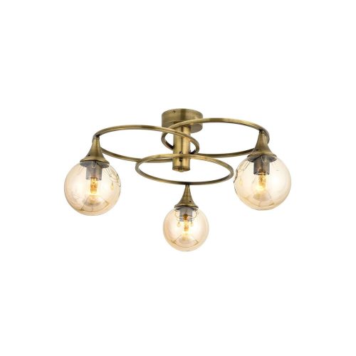 Elegant Copper Chandelier, 31 cm Length, 60 cm Diameter | Metal Body, Glass Cap, 3 x E27 Max 6W | Modern Glam Design for Stylish Interiors