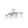Elegant Industrial Chandelier, Antiquation Copper Finish, 75 x 30 cm | Metal Body, Glass Cap, 6 x E14 Sockets, IP20 | Perfect for Modern Glam Spaces