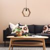 Industrial Chandelier, Adjustable Height 30-70 cm, 25 cm Size, 100% Hornbeam & Metal, E27 Max 40W, Walnut & Black | Stylish Lighting for Modern Spaces
