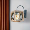 Stylish Wall Lamp, 30 cm Height, Walnut & Black, E27 Max 40W | 100% FIR TREE & Metal Frame | Modern Cubism/Surrealism Design for Rustic Spaces