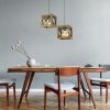 Elegant Chandelier, Adjustable Height 70 cm, Walnut & Black, 30 cm Diameter | 100% Hornbeam & Metal | Modern Rustic Design for Home Décor