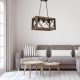 Elegant Rustic Chandelier, 100% Hornbeam & Metal, Adjustable Height 70 cm, 45 x 25 cm, E27 Max 40W, Walnut & Black | Perfect for Modern Spaces