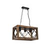Elegant Rustic Chandelier, 100% Hornbeam & Metal, Adjustable Height 70 cm, 45 x 25 cm, E27 Max 40W, Walnut & Black | Perfect for Modern Spaces