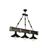 Industrial Chandelier, Adjustable Height 75 cm, Walnut & Black, 70 x 20 cm | 100% Hornbeam & Metal Frame | E27 Max 40W | Stylish Lighting for Modern Spaces