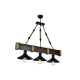 Industrial Chandelier, Adjustable Height 75 cm, Walnut & Black, 70 x 20 cm | 100% Hornbeam & Metal Frame | E27 Max 40W | Stylish Lighting for Modern Spaces