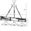 Industrial Chandelier, Adjustable Height 75 cm, Walnut & Black, 70 x 20 cm | 100% Hornbeam & Metal Frame | E27 Max 40W | Stylish Lighting for Modern Spaces