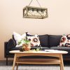 Elegant Walnut & Black Chandelier, 60 x 25 cm, 100% FIR TREE & Metal, Adjustable Height, E27 Max 40W | Modern Rustic Design for Home Décor