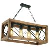 Elegant Walnut & Black Chandelier, 60 x 25 cm, 100% FIR TREE & Metal, Adjustable Height, E27 Max 40W | Modern Rustic Design for Home Décor