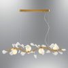 Elegant Gold & White Chandelier, Metal Body with Opal Glass Cap, 115 x 32 x 12 cm | 4 x 5W G9 Sockets | Perfect for Modern Living Spaces
