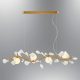 Elegant Gold & White Chandelier, Metal Body with Opal Glass Cap, 115 x 32 x 12 cm | 4 x 5W G9 Sockets | Perfect for Modern Living Spaces