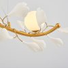 Elegant Gold & White Chandelier, Metal Body with Opal Glass Cap, 115 x 32 x 12 cm | 4 x 5W G9 Sockets | Perfect for Modern Living Spaces
