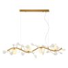Elegant Gold & White Chandelier, Metal Body with Opal Glass Cap, 115 x 32 x 12 cm | 4 x 5W G9 Sockets | Perfect for Modern Living Spaces
