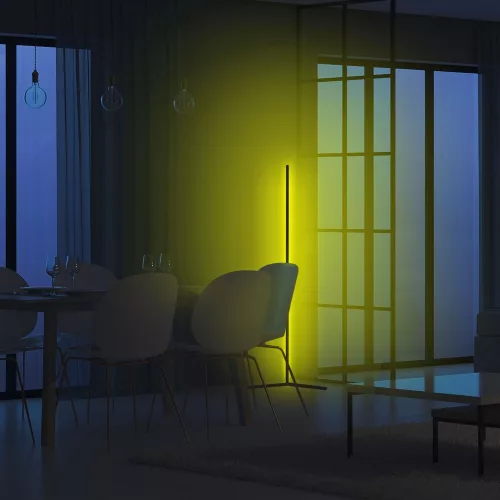 Opviq, 395NGR1106, Modern Yellow Floor Lamp, 120cm Height, Aluminum Housing, 600 Lumens, A+ Energy, 12V Adapter, On/Off Switch, Perfect for Home and Office Decor