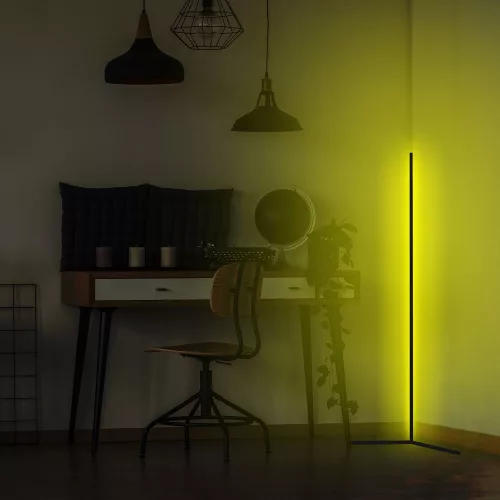 Opviq, 395NGR1106, Modern Yellow Floor Lamp, 120cm Height, Aluminum Housing, 600 Lumens, A+ Energy, 12V Adapter, On/Off Switch, Perfect for Home and Office Decor