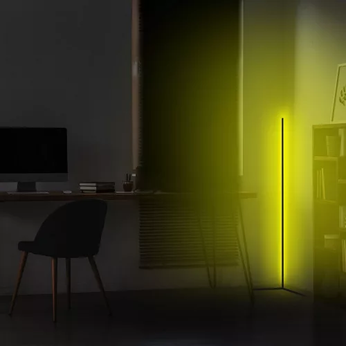 Opviq, 395NGR1106, Modern Yellow Floor Lamp, 120cm Height, Aluminum Housing, 600 Lumens, A+ Energy, 12V Adapter, On/Off Switch, Perfect for Home and Office Decor