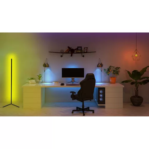 Opviq, 395NGR1106, Modern Yellow Floor Lamp, 120cm Height, Aluminum Housing, 600 Lumens, A+ Energy, 12V Adapter, On/Off Switch, Perfect for Home and Office Decor