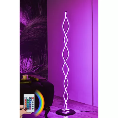 Opviq, 509CRL1119, Modern abstract floor lamp, 120 cm high, 100% aluminium, remote control, 16 colors and 4 modes, A+ energy rating, 25 x 25 cm, stylish and functional lighting