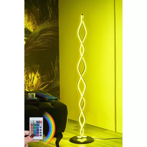 Opviq, 509CRL1119, Modern abstract floor lamp, 120 cm high, 100% aluminium, remote control, 16 colors and 4 modes, A+ energy rating, 25 x 25 cm, stylish and functional lighting